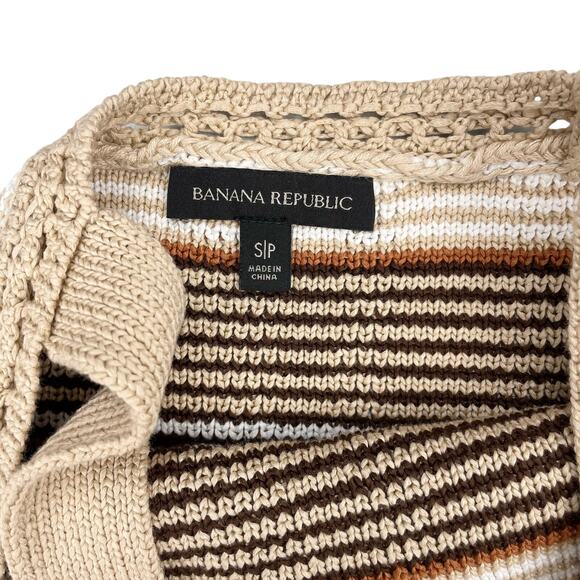 BANANA REPUBLIC Plaid Square Neck Cropped Sweater Tank Sz Small Natural - Picture 7 of 9